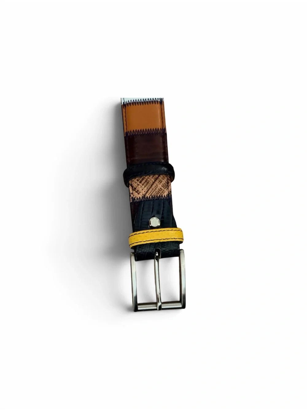 Italian Leather Multicolor Striped Belt
